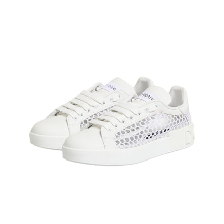 Dolce & Gabbana White Mesh Inserts Low Top Sneakers