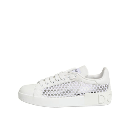 Dolce & Gabbana White Mesh Inserts Low Top Sneakers