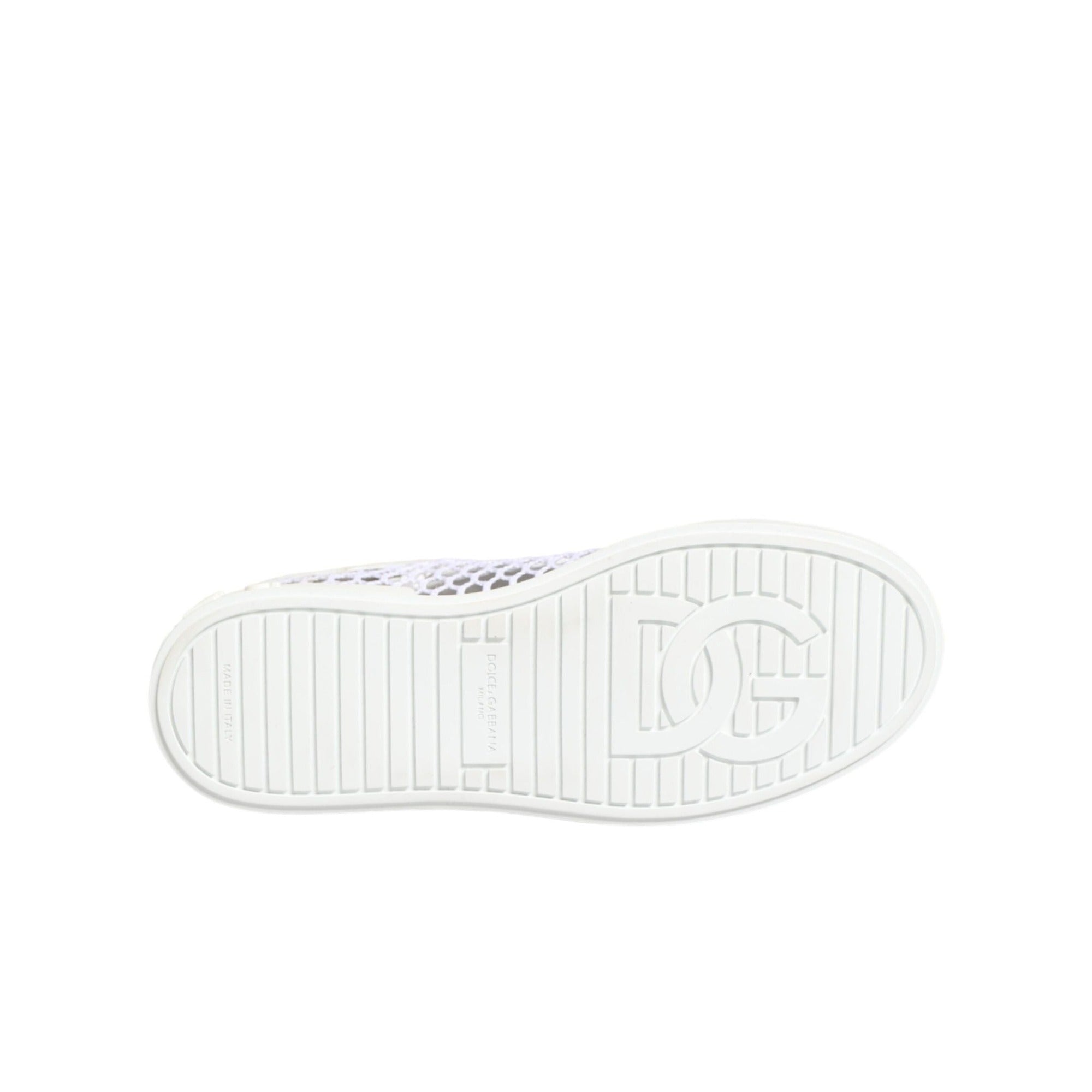 Dolce & Gabbana White Mesh Inserts Low Top Sneakers