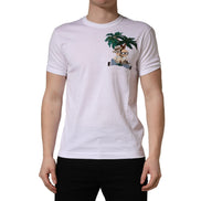 Tricou Dolce & Gabbana cu decolteu rotund, brodat cu palmieri albi