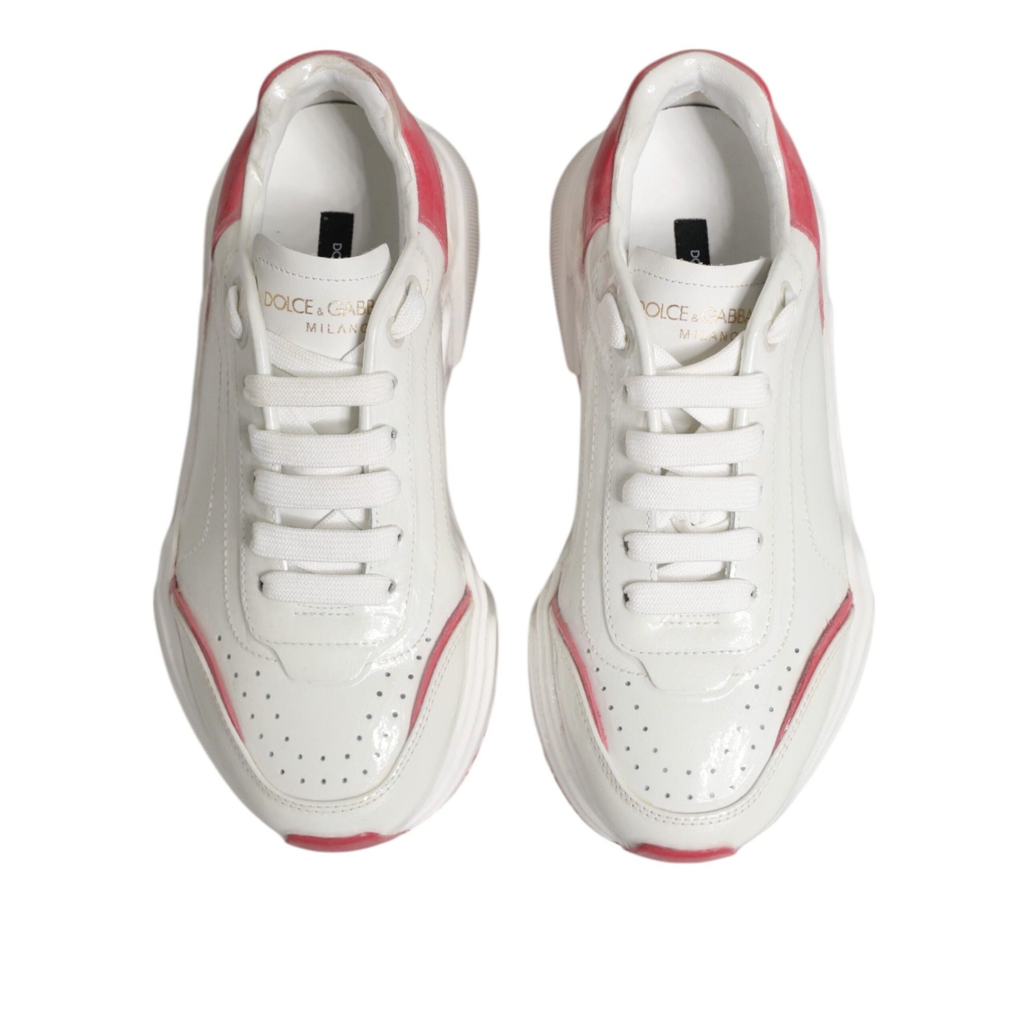Sneakers low top Dolce & Gabbana Daymaster albi cu roz