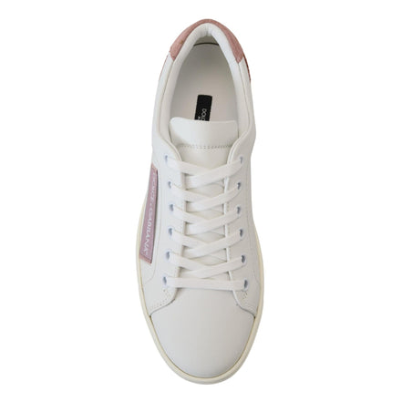 Dolce & Gabbana White Pink Leather Low Top Sneakers