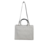 Geantă tote crossbody Versace, albă, cu mâner superior, din pânză și piele, cu logo