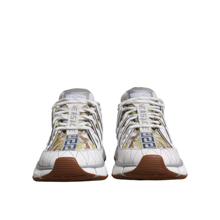 Versace White Trigreca Barocco Print Low Top Sneakers