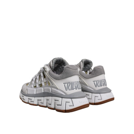Sneakers low top Versace albi cu imprimeu Trigreca Barocco