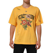 Dolce & Gabbana Yellow Secret Graden Floral Cotton CrewNeck T-shirt