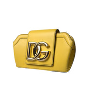 Geantă clutch/crossbody Dolce & Gabbana din piele galbenă netedă, cu logo DG