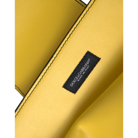 Geantă clutch/crossbody Dolce & Gabbana din piele galbenă netedă, cu logo DG